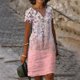 thumbnail image 2 of Ichuanyi Womens Swimsuits Clearance Fashion Women Summer Casual Short Sleeve V-Neck Floral Printed Dress Ichuanyi Ichuanyi, 2 of 5
