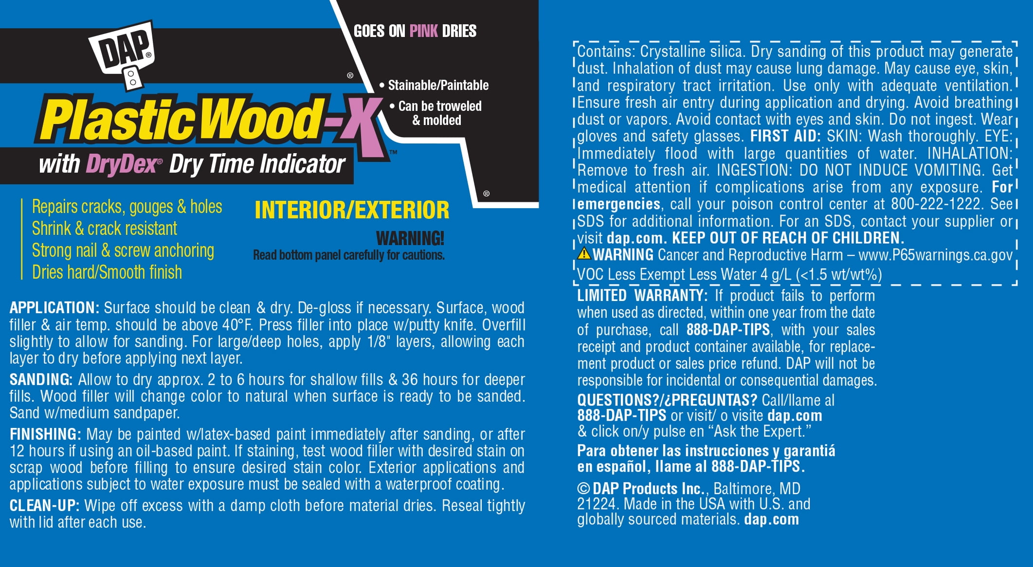 DAP Plastic Wood-X with DryDex 16 oz Natural Wood Filler Adhesive