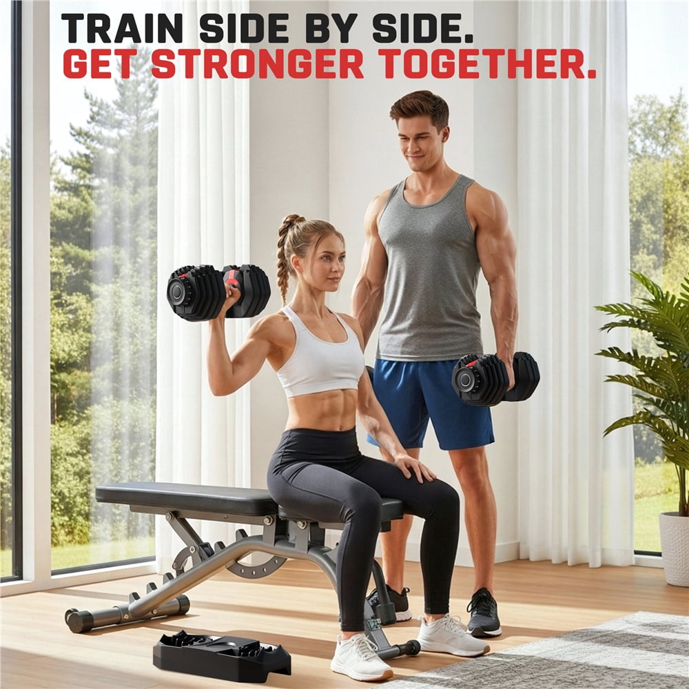 Yaheetech 5-52.5 lbs Quick Adjust Dumbbell with Anti-slip Handle, Black