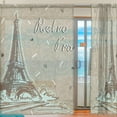 thumbnail image 2 of Floral Retro Eiffel Tower Semi Sheer Curtains Window Voile Drapes Panels Treatment-55x78in for Living Room Bedroom Kids Room, 2 Pieces, 2 of 4