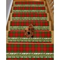 thumbnail image 2 of Christmas Stair Treads for Wooden Steps Indoor Runner Rug Carpet, Xmas Botanical Berry Green Red Checkered 4 Pieces Peel and Stick Staircase Step Treads Covers Washable Throw Door Mats, 30"x8", 2 of 7