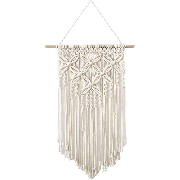 Tapiz de pared, decoración del hogar, tapiz de pared, alfombra de pared tejida a mano, decoración interior y exterior, bohemia, boda, sala de estar, dormitorio (blanco-blong) JM MX-0138436FYD