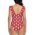 thumbnail image 6 of Yiaed Cartoon Lobster Print Women's Ruffled One Piece Swimsuit V Neck Swimwear Slimming Monokini for Woman-Large, 6 of 8