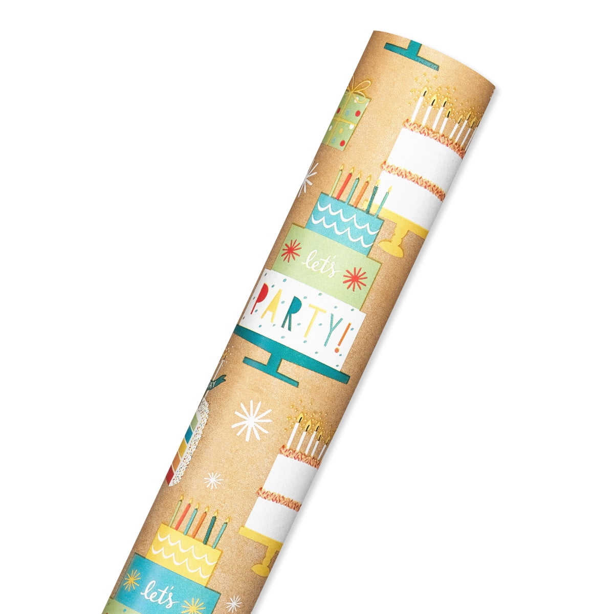 American Greetings 175 sq. ft. Reversible Wrapping Paper for Birthdays and All Occasions, Birthday Cakes and Gifts (1 Roll, 30 in x 70 ft.)
