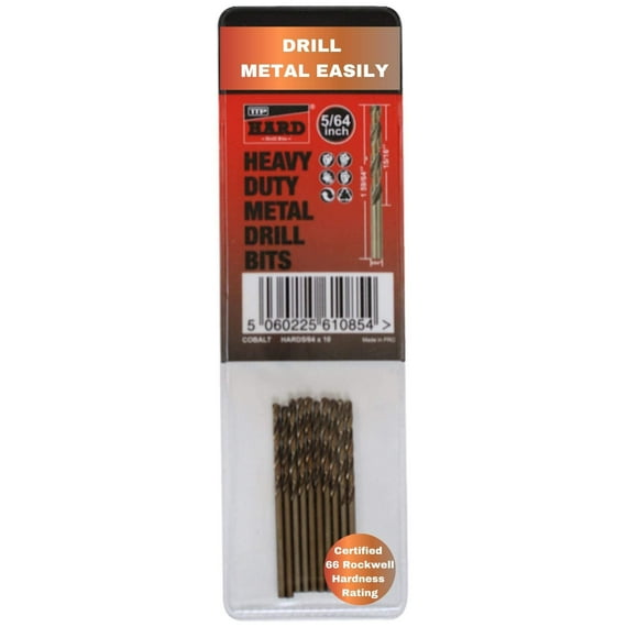 TTP HARD Drills 5/64 Drill bit - Cobalt Hardened bits for Drilling Hard Steel & Stainless, Heavy Duty Universal Drills for Cutting Tough Metal, Professional jobber Industrial Drill bits
