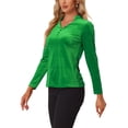 thumbnail image 4 of INSPIRE CHIC Blouse en Velours Col en V Manches Longues pour Femmes m Vert, 4 of 6