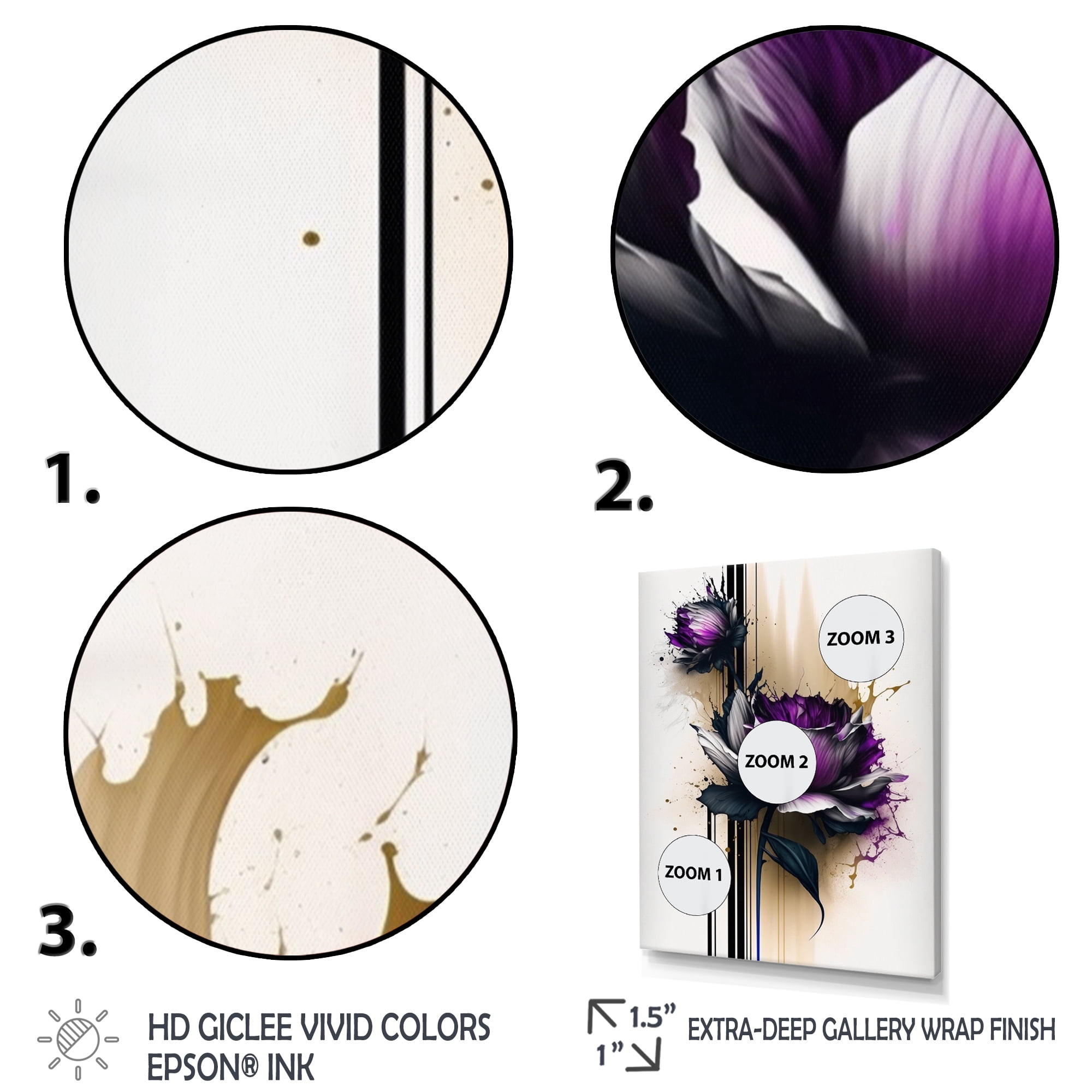 Designart Purple Dahlia Flower On Abstract Paint II Canvas Wall Art