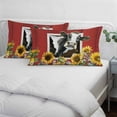 thumbnail image 4 of Cows Sunflowers Pillow Covers King, Spring Botanical Floral Bees Red Barn Soft Brushed Microfiber Breathable Throw Pillow Covers, Pillowcase with Zipper for Couch Sofa Bedroom Living Room 20"x36", 4 of 9