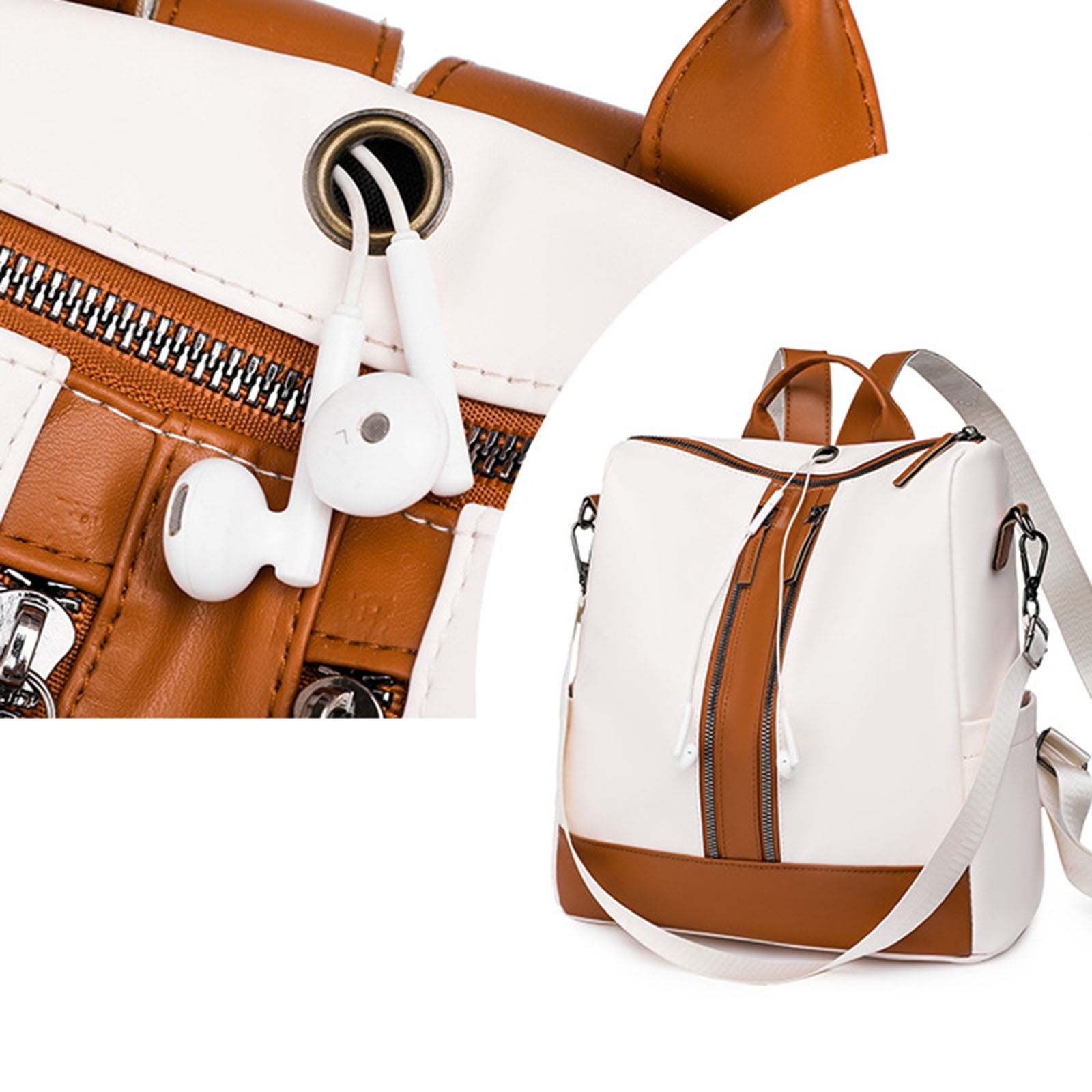 Ladies Fashion Versatile Color Matching Leather Shoulder Bag 