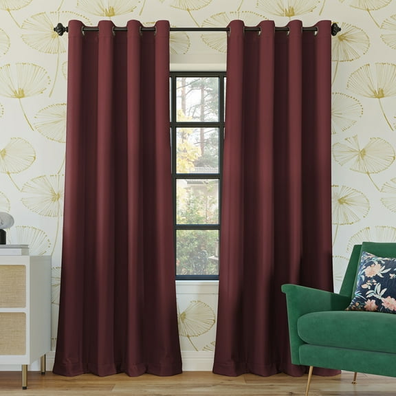 Sun Zero Oslo Extreme 100% Blackout Grommet Curtain Panel, 52"X63", Wine, 1-Piece Single Panel