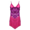 thumbnail image 4 of TSSOE Womens Shiny Sequins Spaghetti Straps Rhythm Latin Samba Rumba Tango Dance Dress Fringe Party Rose One_Size, 4 of 6