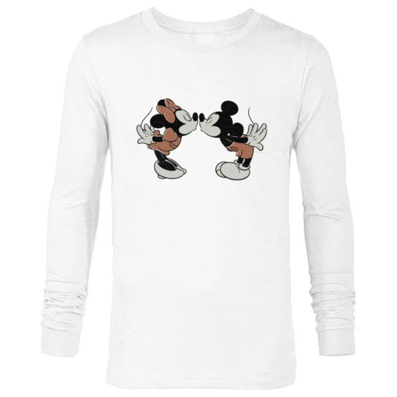 Disney Mickey & Minnie Mouse Sweet Smooch Valentine’s Day - Long Sleeve T-Shirt for Men - Customized-White