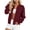 Wine, variant on Women Waffle Knit Tops Fashion Solid Color V-Neck Jacket Zipper Coat With And Pockets, Casual Long Sleeve Sweatshirts