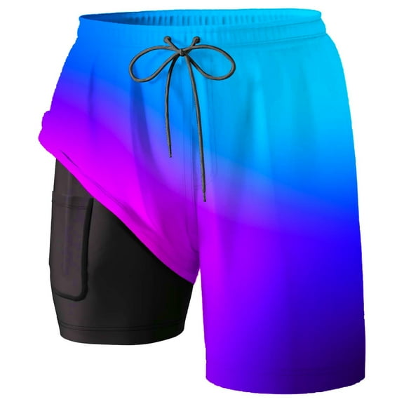 Men Swim Trunks Compression Liner, Inseam Board Shorts, Bathing Suit with Pockets, Polyester, Ideal for Beach and Pool