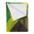 thumbnail image 2 of Jamaican Soft Flannel Fleece Throw Blanket, Triangular Polygon Design Abstract Flag Geometric National, Cozy Plush for Indoor and Outdoor Use, 50" x 60", Yellow Green Green Brown, by Ambesonne, 2 of 5