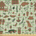 thumbnail image 2 of Ambesonne Cartoon Fabric by the Yard Microfiber, Sandals Coffee Creativeness, 5 Yards, Salmon Night Blue, 2 of 4