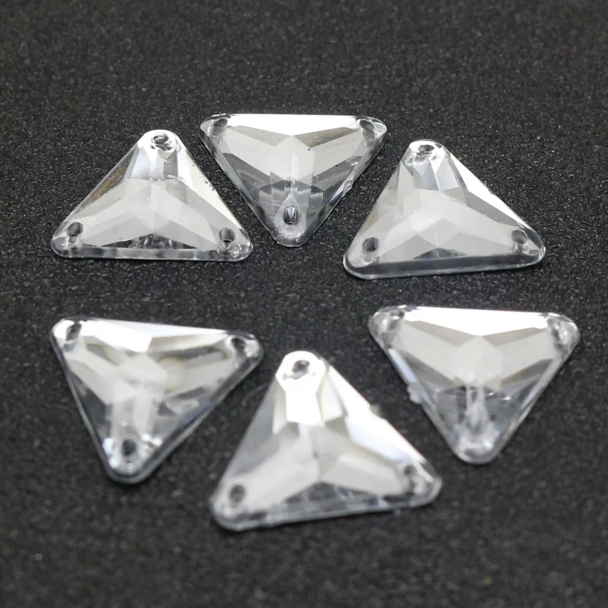 EOEMY 500 Clear Flatback Acrylic Triangle Sewing Rhinestone Button 16mm Sew On Beads