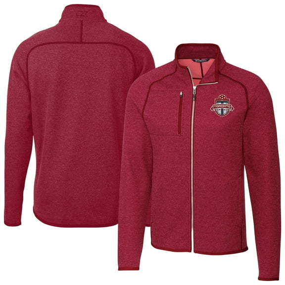 Men's-Cutter & Buck  Heather Red Toronto FC Mainsail Sweater-Knit Full-Zip Jacket
