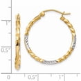 thumbnail image 3 of 14K Yellow & Rhodium Diamond Cut Twisted Hoop Earrings (27 X 24.5) Made In Indonesia tf709, 3 of 5