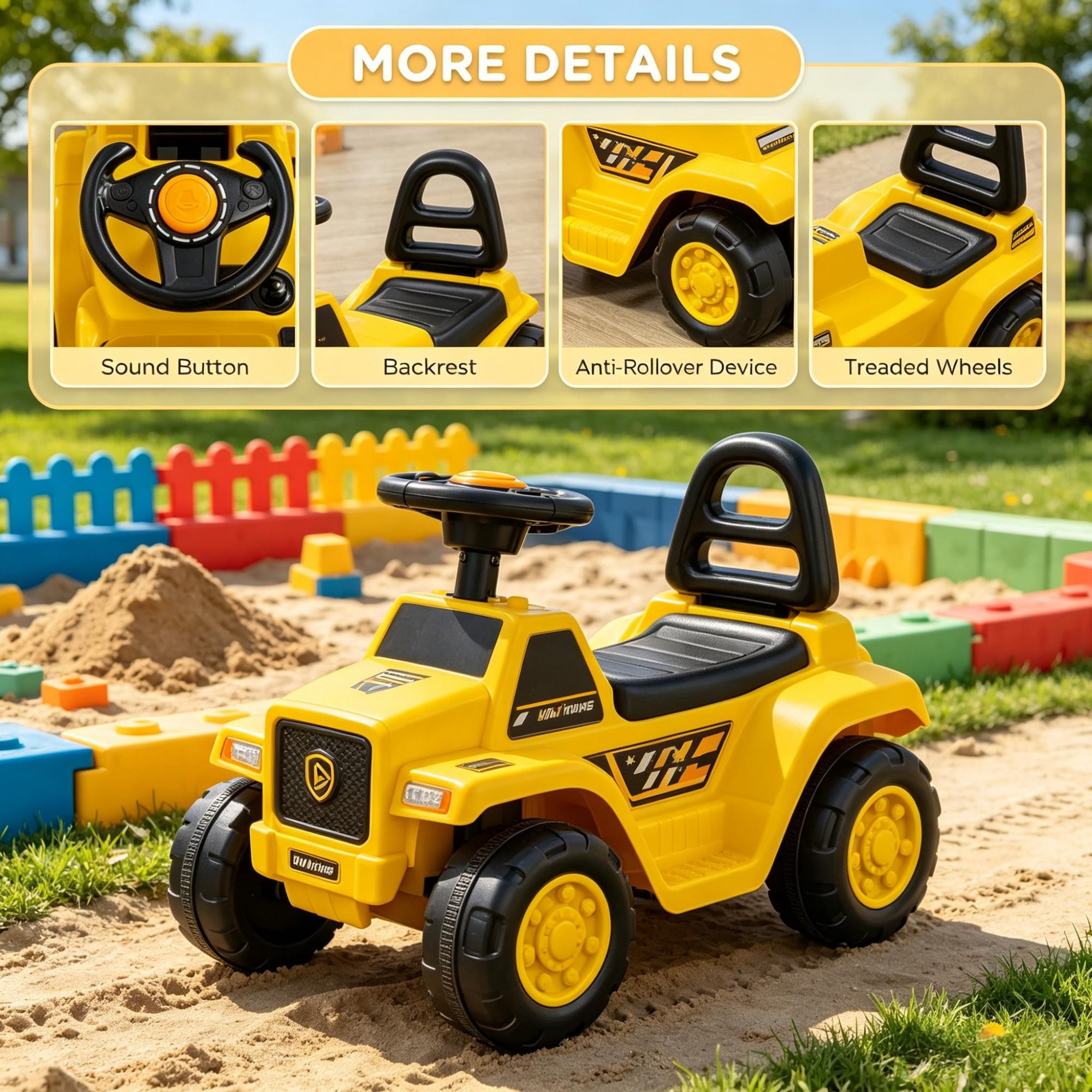 Forklift Ride-on Toy, Sit and Scoot Construction Toy with Under Seat Storage for 3-Year-Old Boys & Girls