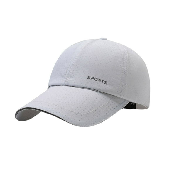Mrzhqd Mens Summer Breathable Perforated Outdoor Sunblock Reflective Strip Quick Drying Visor Baseball Cap White