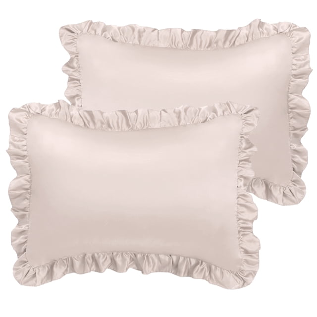 Unique Bargains Satin Pillowcase Ruffled Pillow Shams Silky Sateen Pillow Cases Covers