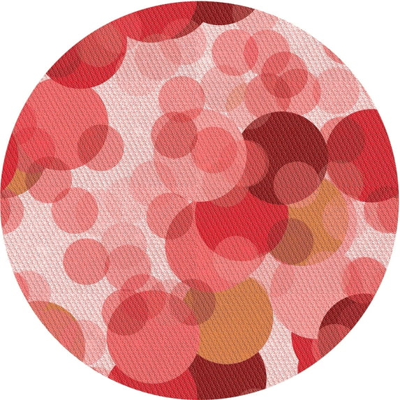 Ahgly Company Machine Washable Indoor Round Transitional Red Area Rugs, 8' Round