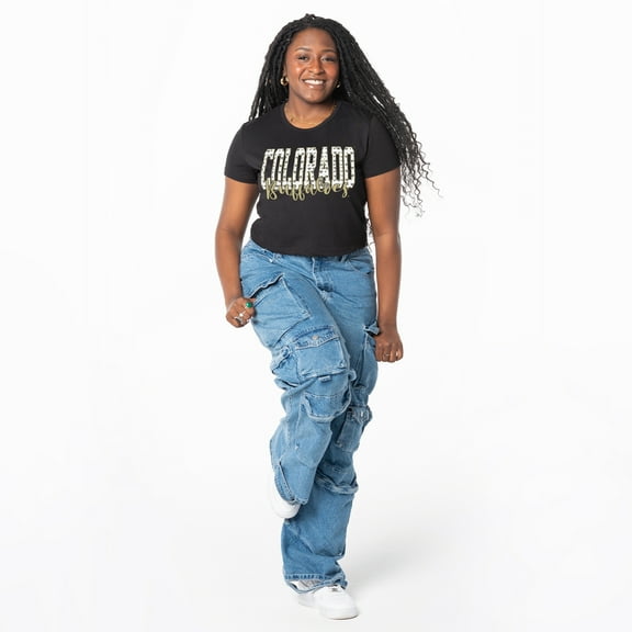 Women's ZooZatz Black Colorado Buffaloes Cropped T-Shirt