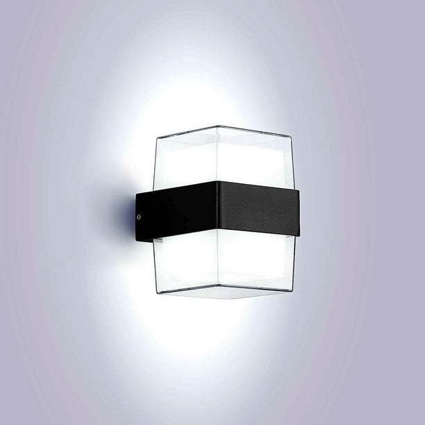 Aplique de pared LED para exteriores IP65 Aplique de pared exterior impermeable Iluminación para exteriores Lámpara de aluminio acrílico de 10 W Adecuado para patio, jardín, terraza, pasillo, paso cuadrado (cuadrado blanco frío) ER