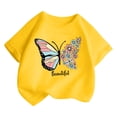 thumbnail image 5 of Landzoo Toddler Boys Girls T-Shirt Butterfly Print Short Sleeve Crew Neck Tops Summer Casual Girls Tees Size 12-14 Years Yellow, 5 of 5