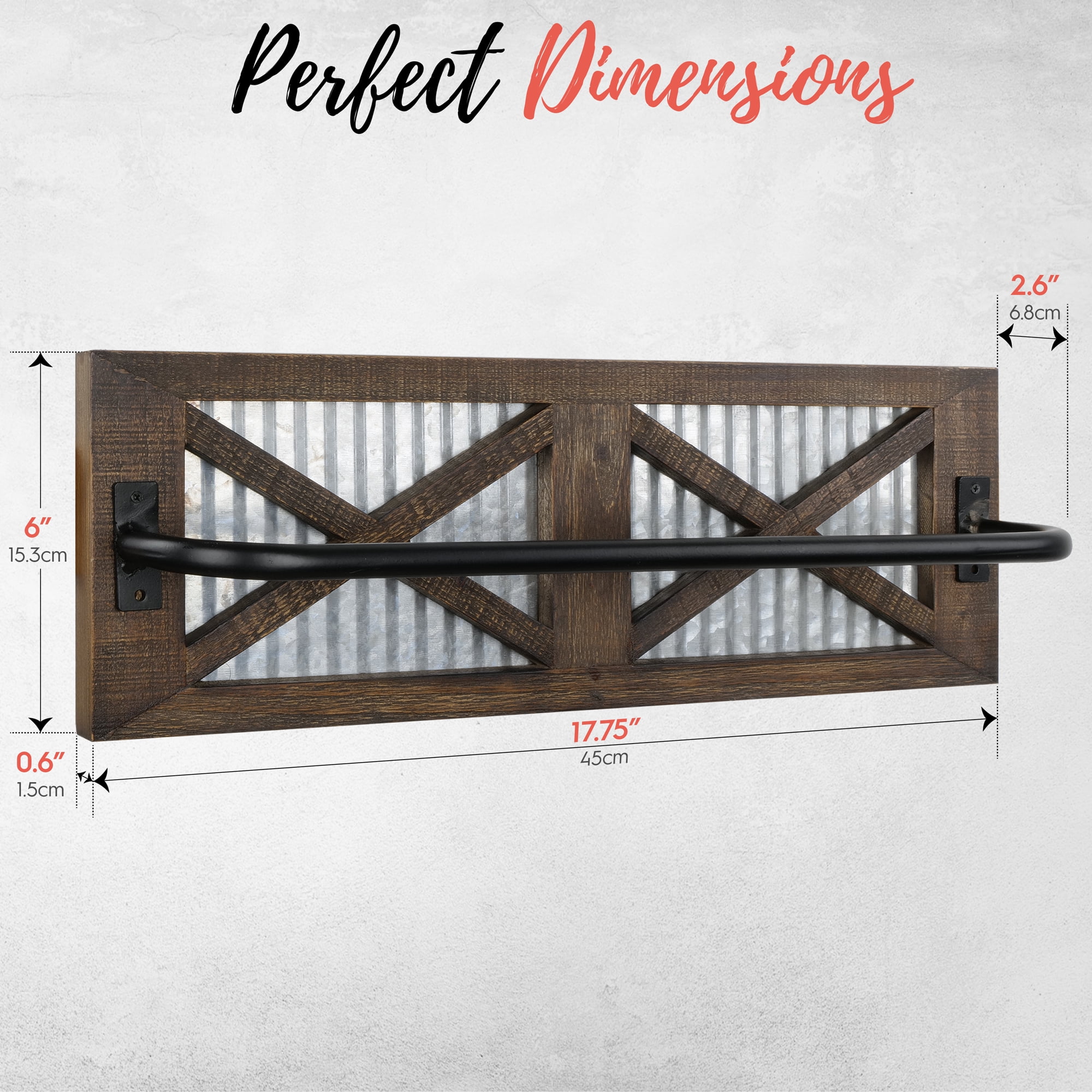 Autumn Alley Farmhouse Rustic Towel Rack Holder - Wood Towel Rack - Farmhouse Towel Holder for Rustic Bathroom and Farmhouse Kitchen Style D?cor - 18" Wall Mounted, Set of 2, Rustic Brown