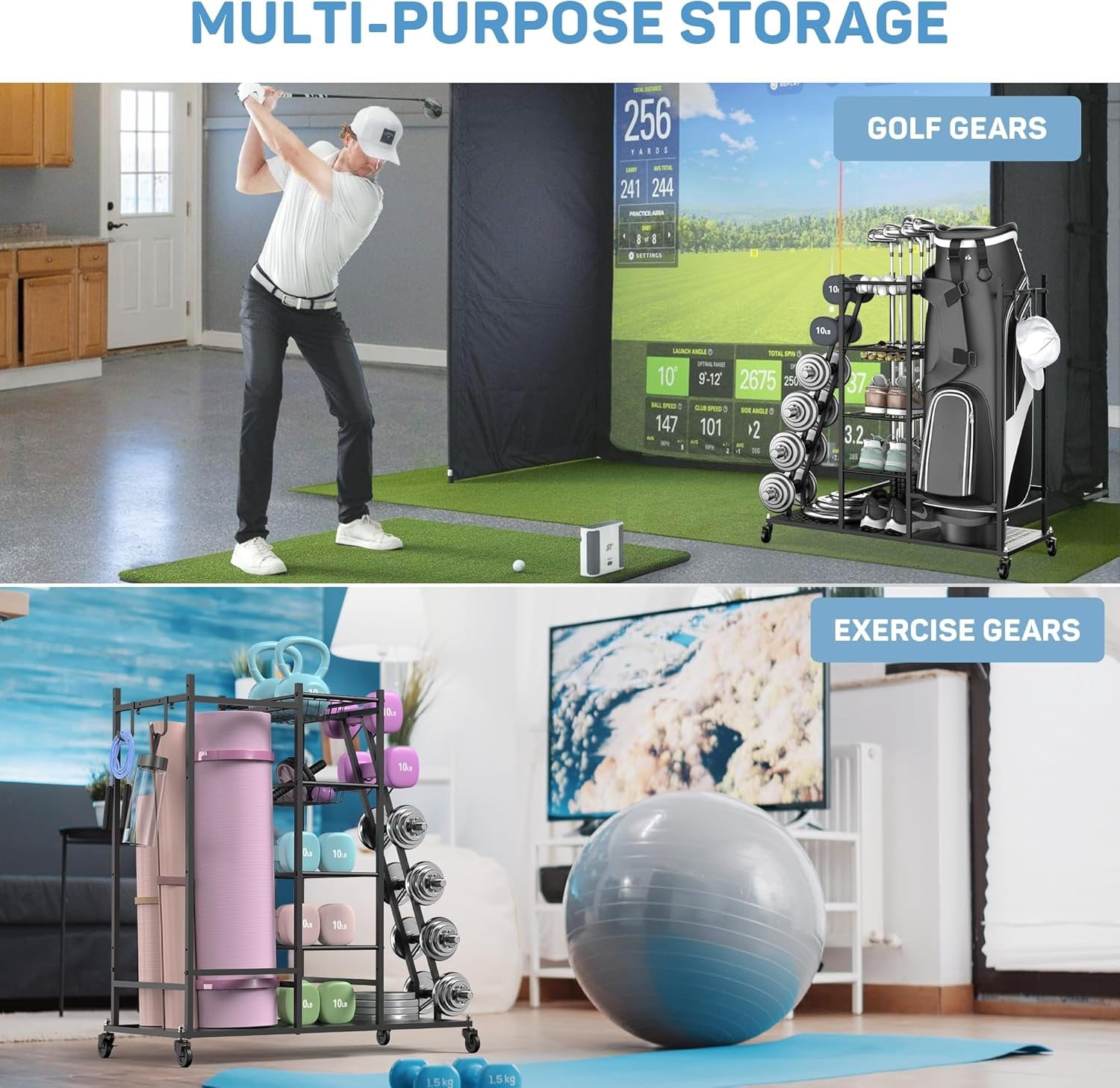 Weight Rack for Dumbbells,  Gym Storage for Dumbbells Yoga Mat Kettlebells, Yoga Mat Storage Rack for Garage,  Gym