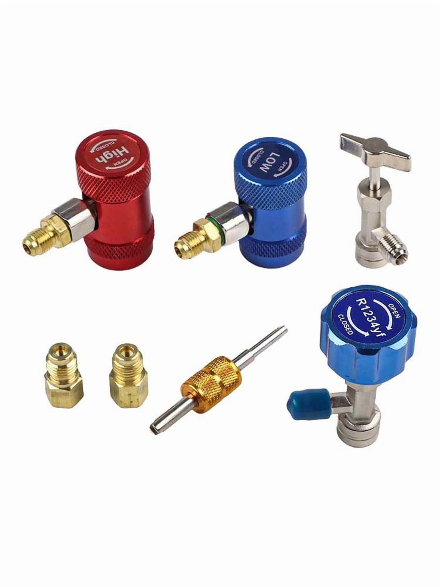 SPRING Tech R1234Yf Quick Couplers Set With Valve Core Remover Thread Adapter C For Hvac Charging Hoses Car Repair Tools