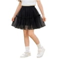thumbnail image 3 of DJDLJWCJ Little Girls School Uniform Skirts Mesh Stretch Soft Elastic Waist Pleated Skirt A Line Summer Skirt with Lining Black Size 3T, 3 of 10