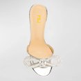 thumbnail image 5 of FSJ Women Sexy Rhinestones Bowknot Round Open Toe Heeled Sandals Crystal Block Chunky Mid Heel Backless Bride Mules Wedding Dress Shoes Size 10.5 Silver, 5 of 5