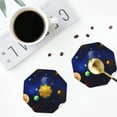 thumbnail image 4 of Honeii Solar System Print Leather Coaster Set of 4, Ideal for Safeguarding Your Furniture from Drinks Spills and Effortless Cleanup-Octagon, 4 of 6