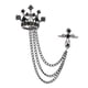 thumbnail image 5 of Broche de corona jinwen para hombre joyería de camisas negro con cadenas colgantes, 5 of 8