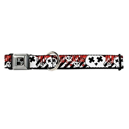 Drip Collar - Skulls Black and White Diagonal Stripes Blood Dripping Animal Seatbelt Collar