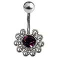 thumbnail image 2 of Anneau de Nombril en Acier Chirurgical Fleur avec Design CZ, 2 of 8