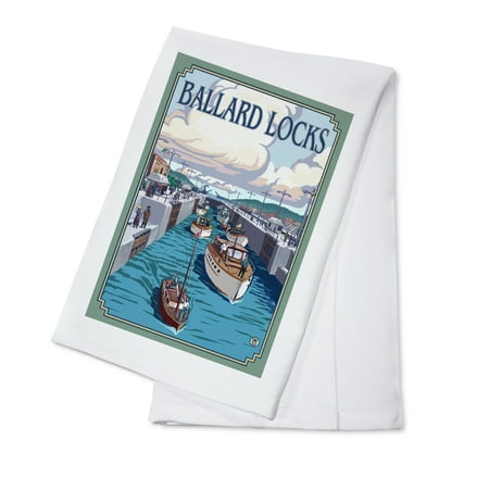 Seattle, Washington - Ballard Locks - Lantern Press Artwork (100% Cotton Kitchen