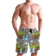 thumbnail image 4 of Sky Island Pattern Medium Size Men's Quick Dry Beach Shorts with Mesh Lining, Lightweight, 4 of 8