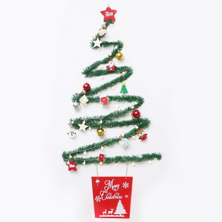 

Jmntiy Christmas Decorations Green Rattan Wall Tree DIY Illuminated Christmas Pendant Tree Glass Door And Window PendantHanging Ornaments
