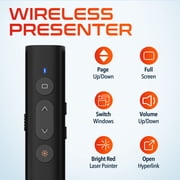 Delton LP21 2.4GHz Wireless Presenter Remote, Computer Presentation Clicker with Hyperlink & Volume Remote Control, Laser Pointers for Presentations for PowerPoint slide/Google Slide/PPT