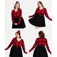 thumbnail image 2 of TIYOMI Plus Size Tops For Women Grid V Neck T Shirt Long Sleeve Casual Blouses Red Tee Fall Winter Christmas Shirts XL 14W 16W, 2 of 4