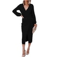 thumbnail image 2 of Vestido con escote en V, vestido de punto, vestido largo midi con escote en V, vestido de mujer, diseño de clase mundial, 2 of 5