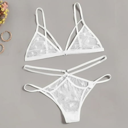 

Fashion Women Lace Halter Backless Bra Thong Sleepwear Lingerie Set S-2XL