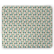 Feather Mouse Pad, Doodle Style Quills with Stripes and Motifs, Rectangle Non-Slip Rubber Mousepad, Multicolor, by Ambesonne