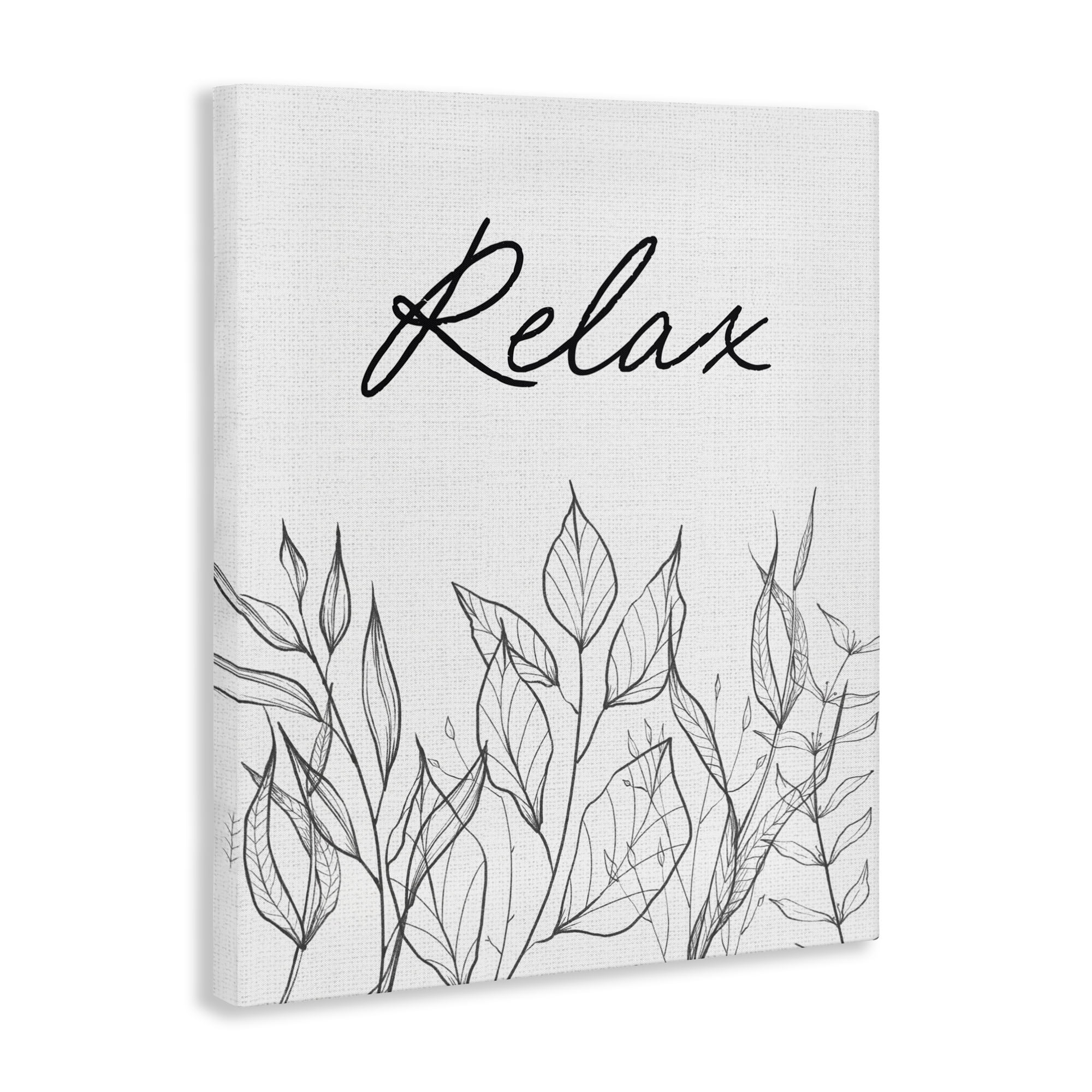 Relax with Leaf Outlines Canvas Wall Art, design by Lettered and Lined