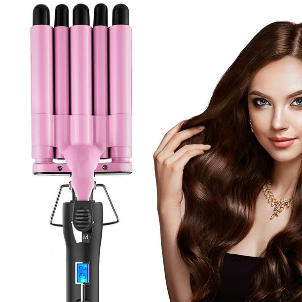 Curling Irons, Xpreen Professional 5 Barrel Curling Wand, Hair Waver  Crimper with LCD Temperature Display, '' Ceramic Tourmaline, Dual  Voltage Crimp, Heat Up Quickly for Short Hair 