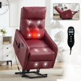 thumbnail image 2 of Power Lift Recliner Chair, Massage & Heat for Elderly, USB Charging, 155° Recline, Heavy Duty, Red, 2 of 13